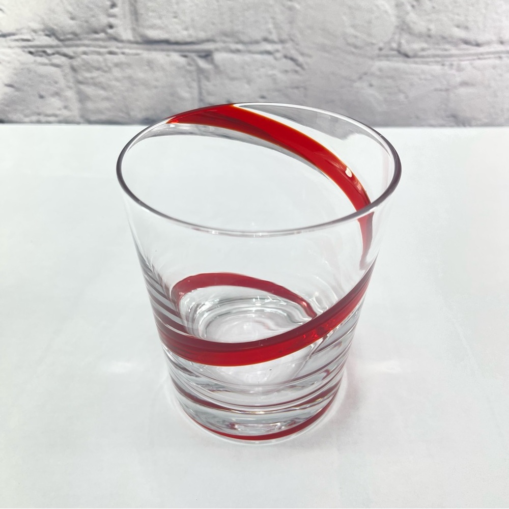 Pier 1 Retired Red Swirl Hand Blown 12 Oz Tumblers Set of 6 - Picture 2 of 8